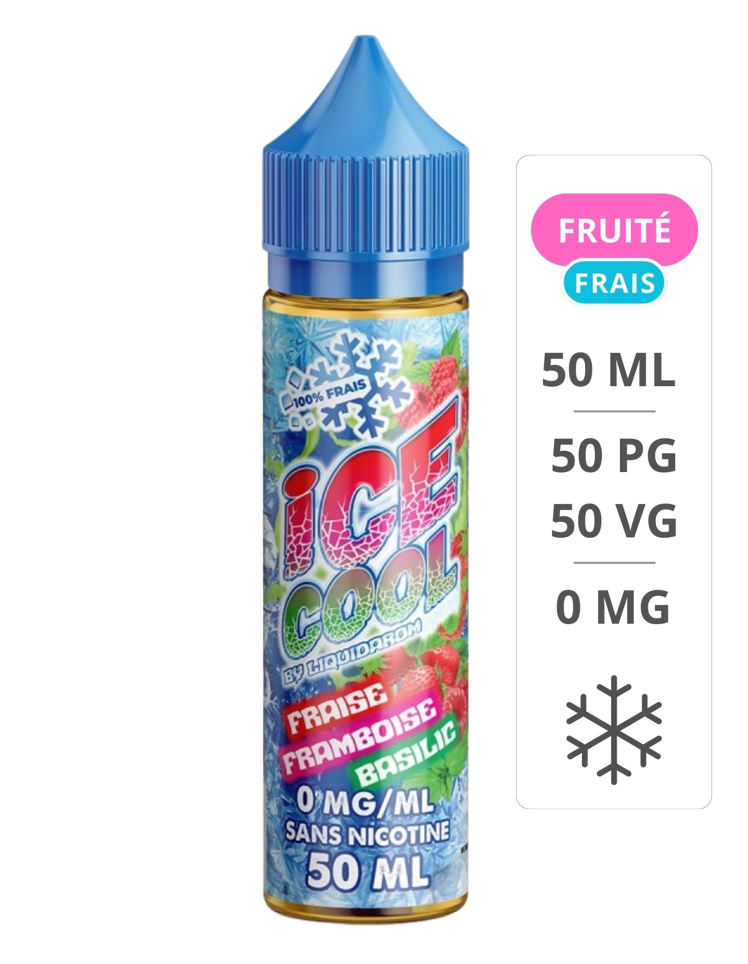 E-liquide Fraise Framboise Basilic Ice Cool 50ml - LiquidArom Ice cool - 1