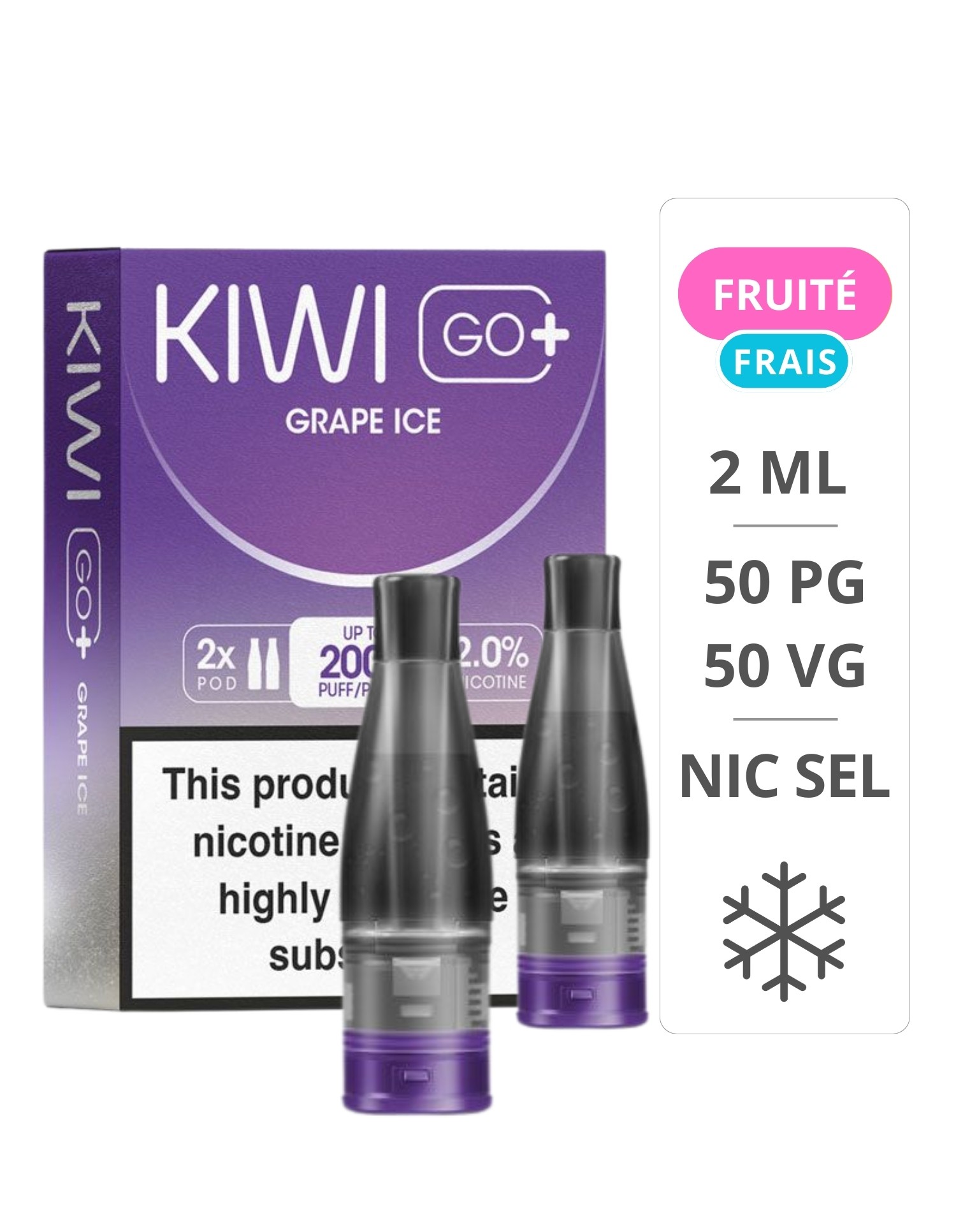 Cartouches Kiwi GO PLUS Grape Ice pack de 2 - Kiwi Vapo Kiwi Vapor - 1