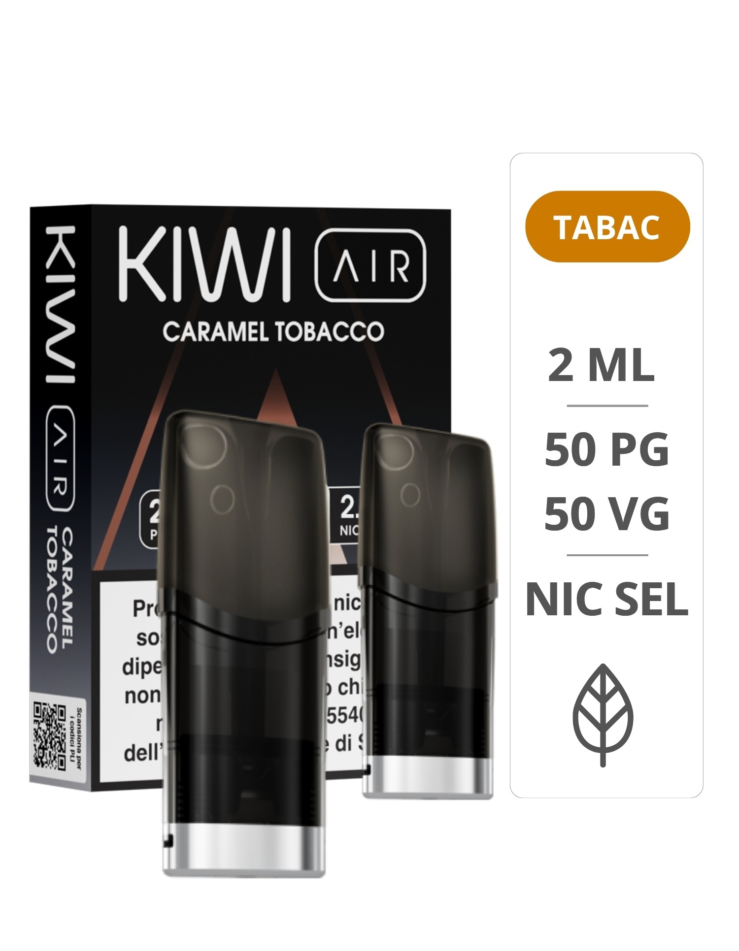 Cartouches Kiwi Air Caramel Tobacco pack de 2 - Kiwi Vapor Kiwi Vapor - 1