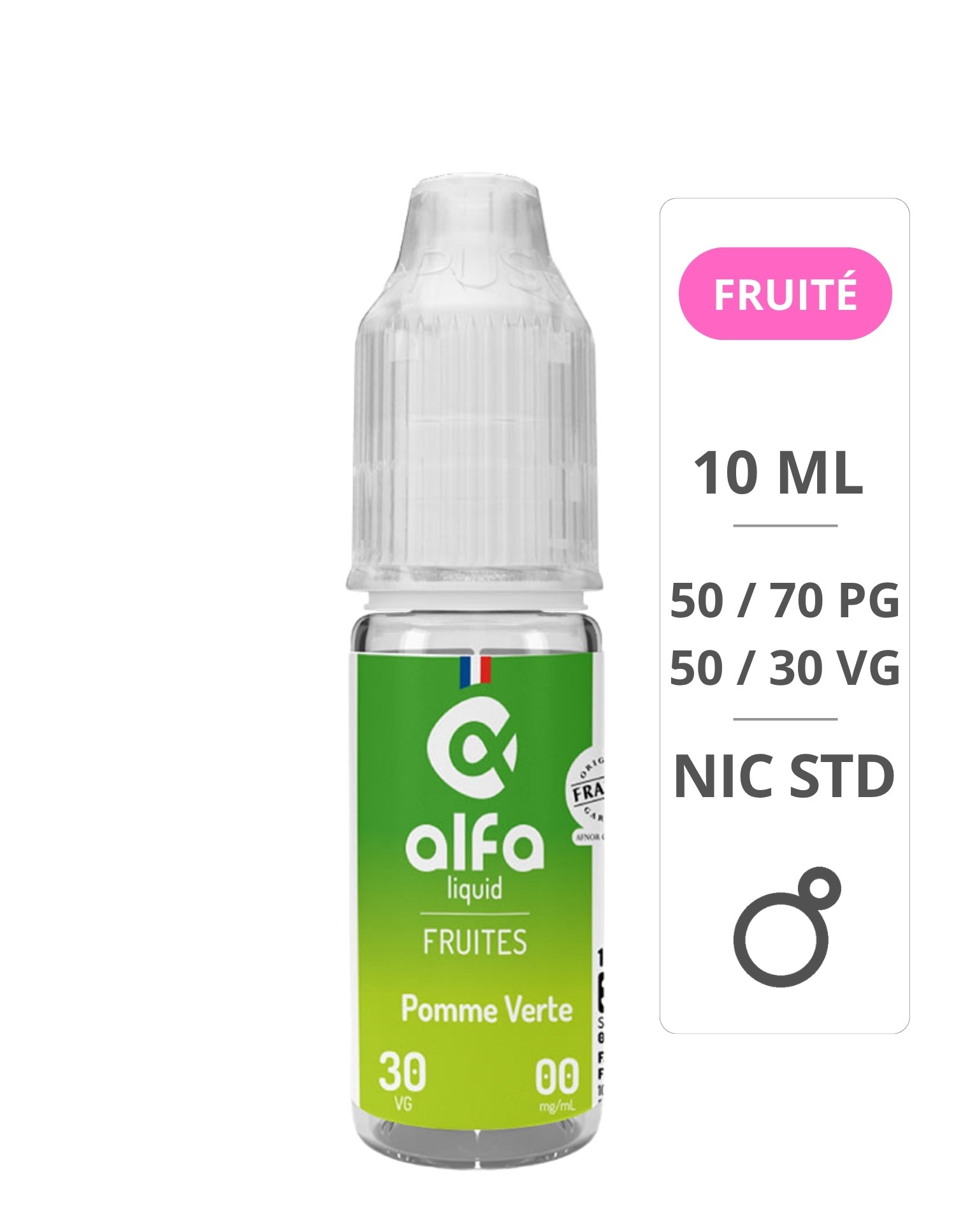 E-Liquide Pomme Verte 10ml Fruités - Alfa ALFALIQUID - 1