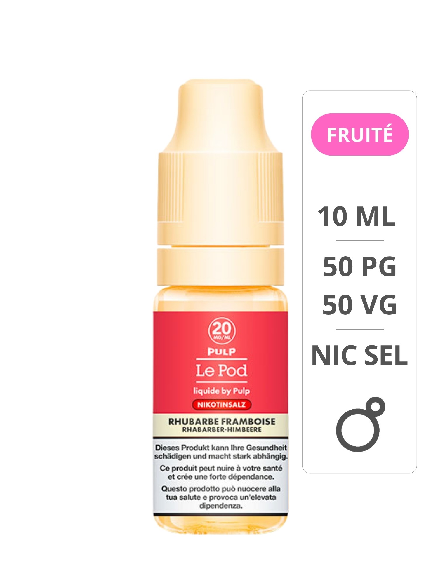 Rhubarbe Framboise Sel De Nicotine 10ml - Le Pod - Pulp Pulp - 1