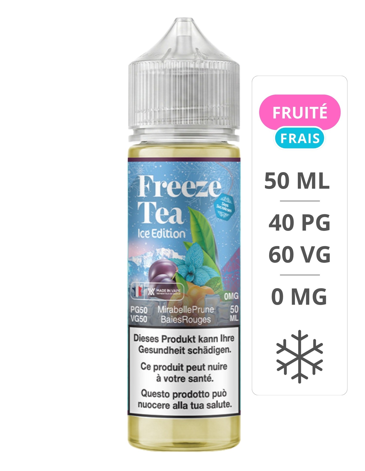 E-Liquide Mirabelle Prune Baies Rouges 50 ml - Freeze Tea Ice Edition - Made In Vape Made In Vape - 1