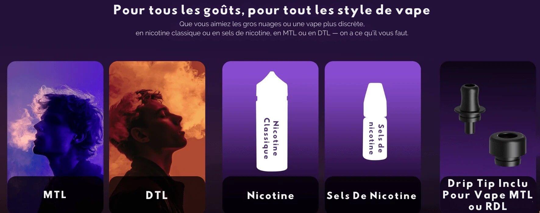 MTL DTL nicotine classique sels Aegis Force