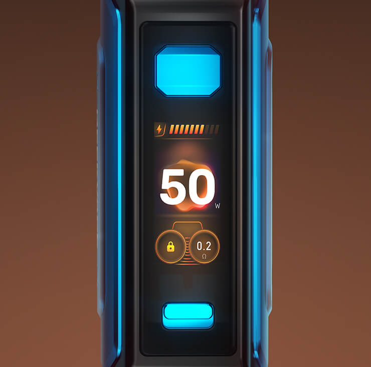 Thème Fire — Aegis Hero 5, fond orange puissance 50W