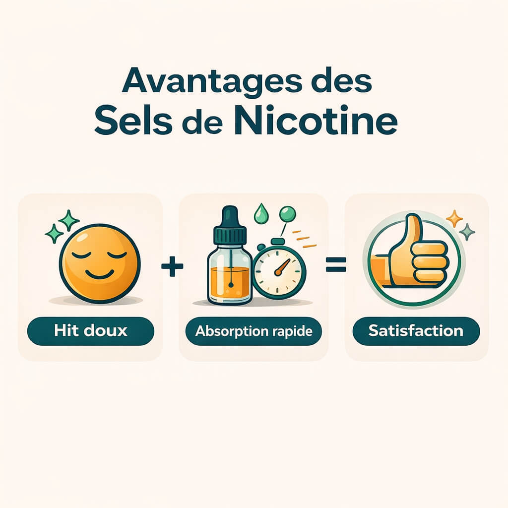 Avantages des sels de nicotine : hit doux, absorption rapide, satisfaction