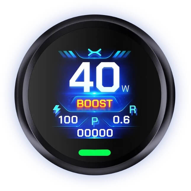 Thème Cyberpunk OXVA Nexlim — néons bleus, clignotement à la bouffée