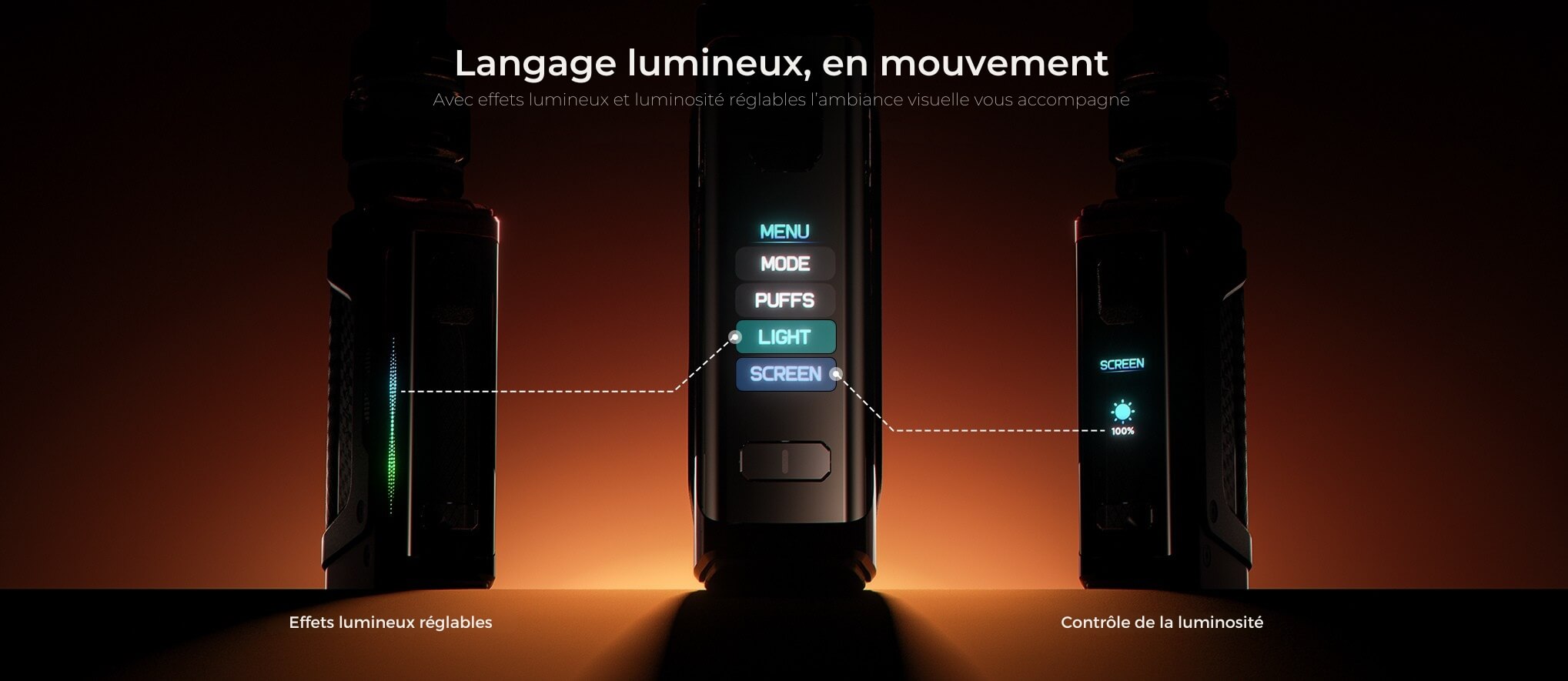 Langage lumineux LED GeekVape Aegis Legend 5 - Éclairage RGB configurable